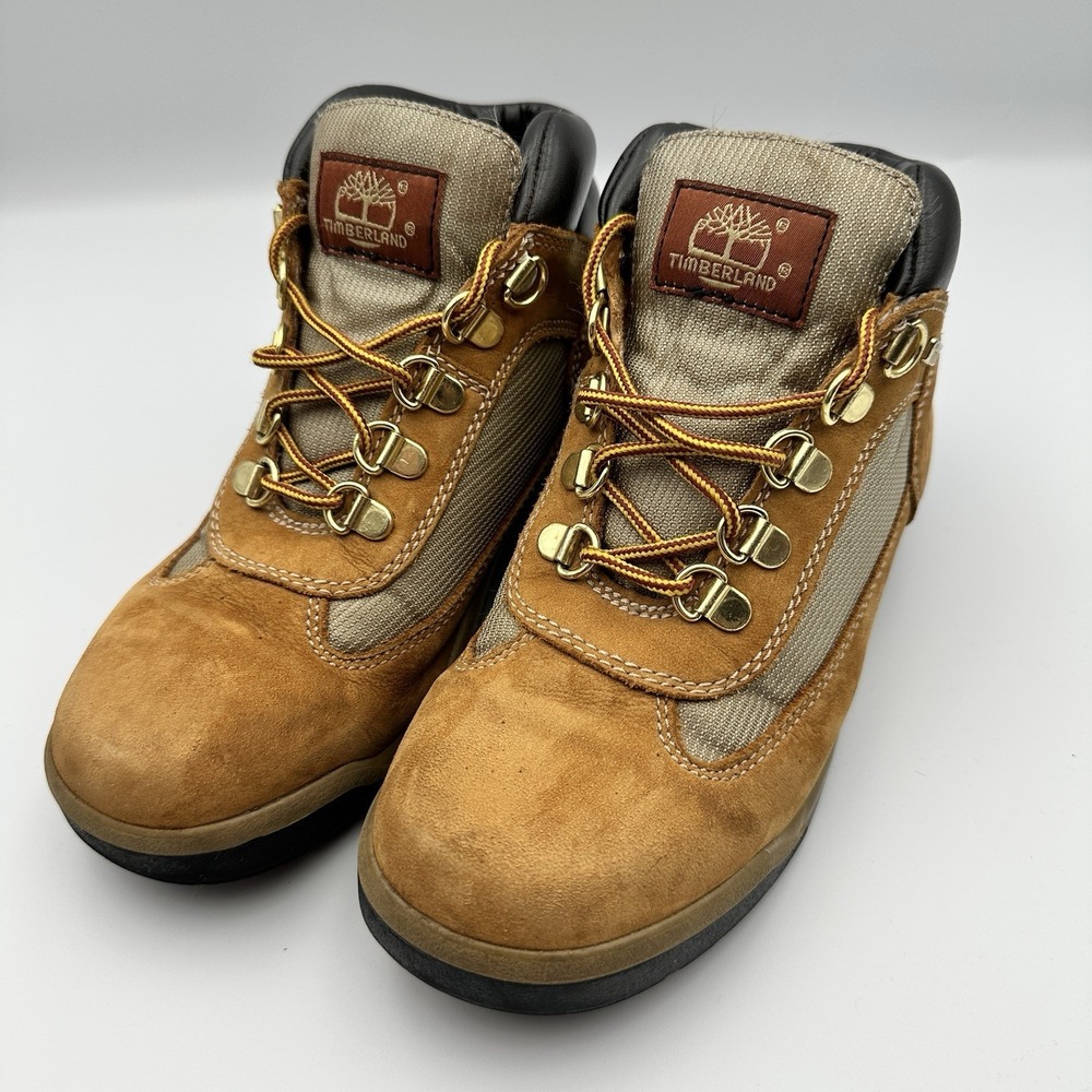 Timberland Field Boots Wheat Leather Boys Size 4 Lace Up Style 15945